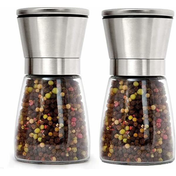 Set med 2 uppladdningsbara salt- och pepparkvarnar i rostfritt stål