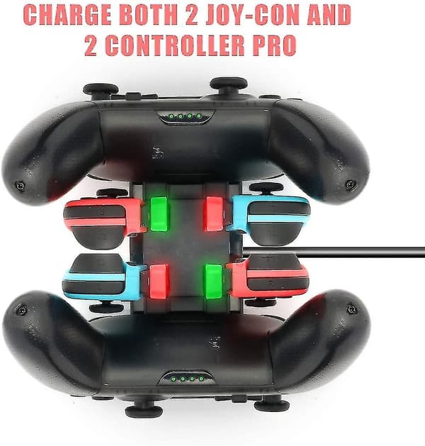 Ns Controller Laddare Snabbladdningsdocka För Nintendo Switch Joypads Och Pro Controllers Med Led-lampor Inkluderar Usb-kabel