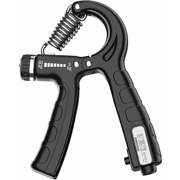 Handgrepp, handmuskeltränare med räkning, 5-60 kg justerbar räkningshandgrepp motstånd fingertränare handledstränare