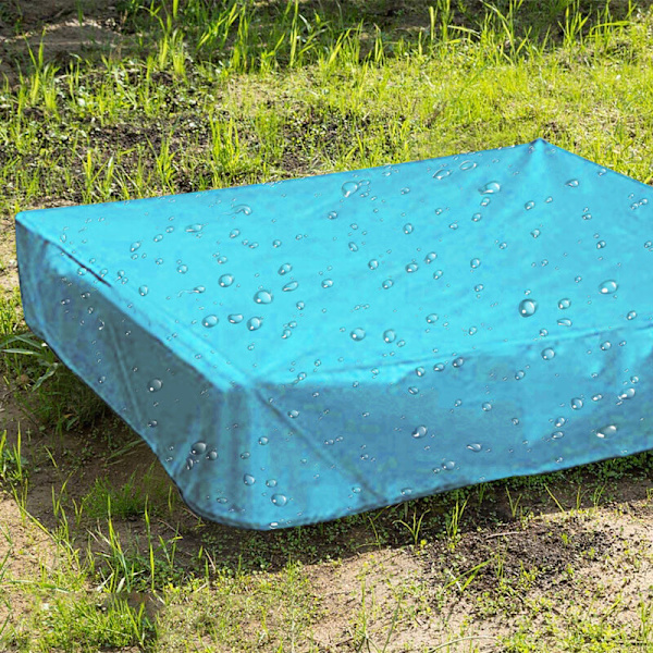 Sandlådaöverdrag, fyrkantigt skyddande överdrag för sand och leksaker från damm och regn, sandlådetak med dragsko, sandlådeöverdrag, 120x120x20cm, himmelsblå
