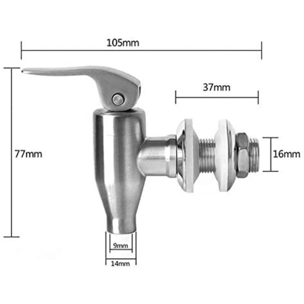 Rostfri vinkran i rostfritt stål, ersättning för kran till vattendispenser, kran till kaffefat och juicefat