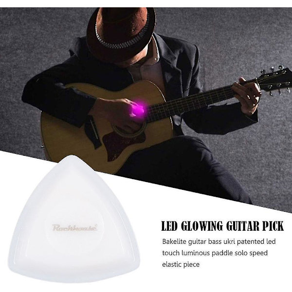 Led-lysande gitarrplektrum, basplektrum basgitarr elgitarrplektrum Led-gitarrbasplektrum, akustisk gitarrlysande plektrum（Lila ljus）