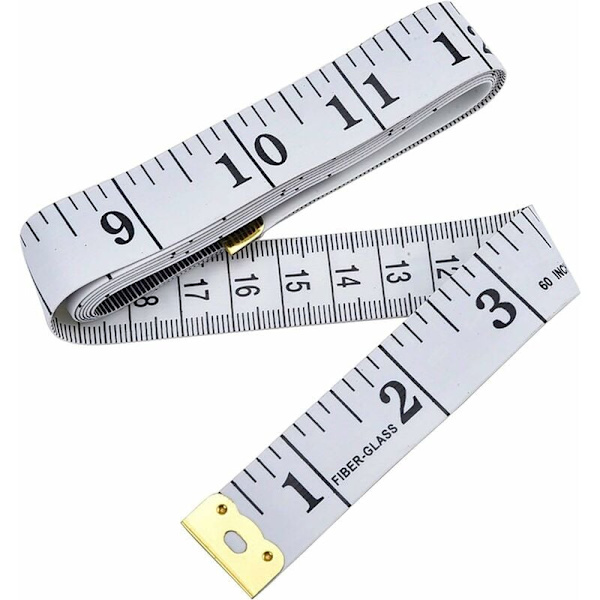 Dubbelsidig sytejp måttband bröst/midja 150cm vit