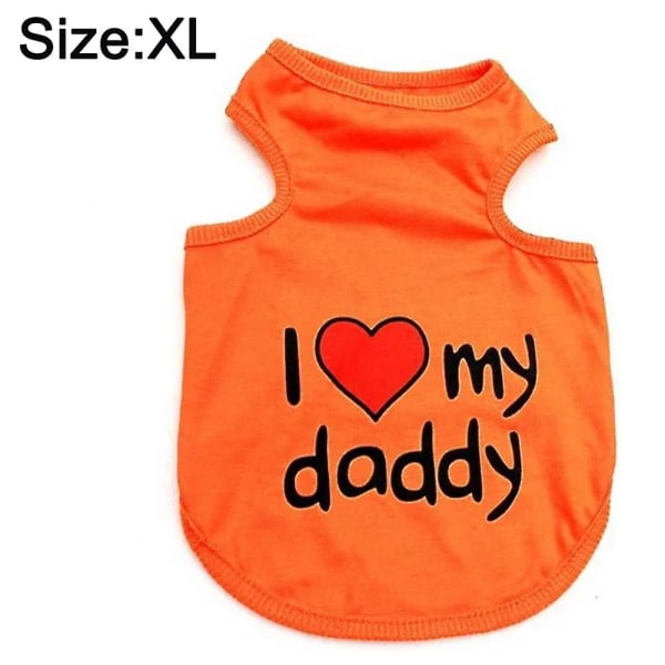 Hundkläder Små hundkläder för husdjur "I Love My Mommy" Printed söt hundväst (orange) xl