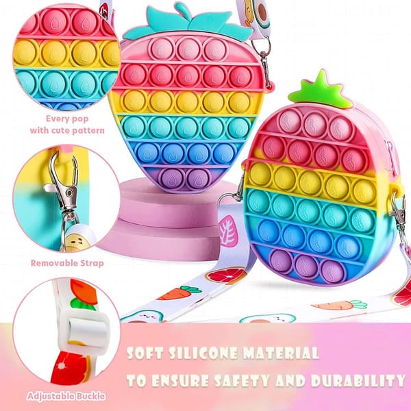 2 i 1 Push Bubble Pop It Fingertip Toy Strawberry Pop it Pack jordgubb