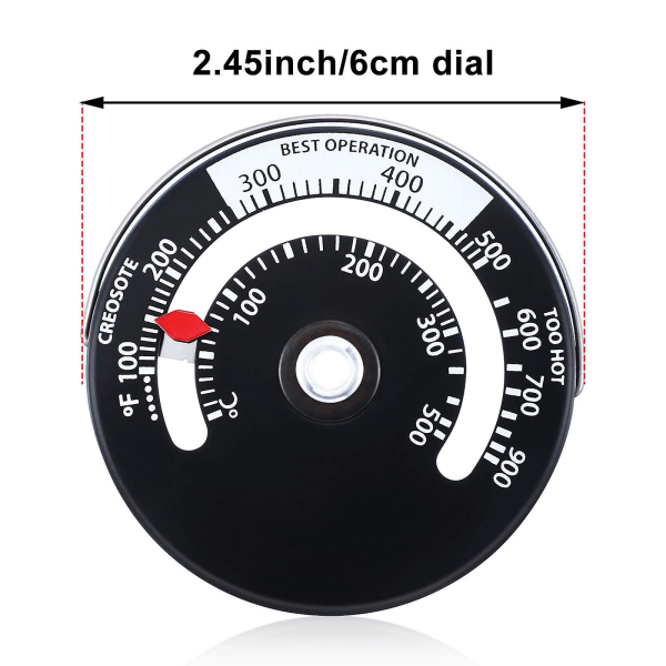 Magnetisk vedspistermometer Brandspistermometer rökgastemperaturmätare