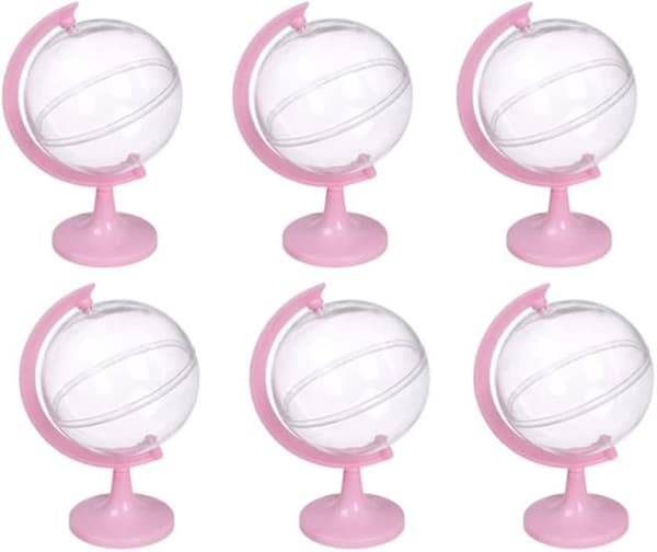 Mini bröllopsfest plast rund presentgodisbox (rosa) 12 stycken