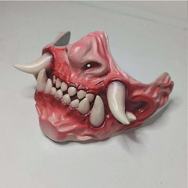 Halloween Evil Demon Mask Fangs Half Face Cyberpunk Cosplay Props