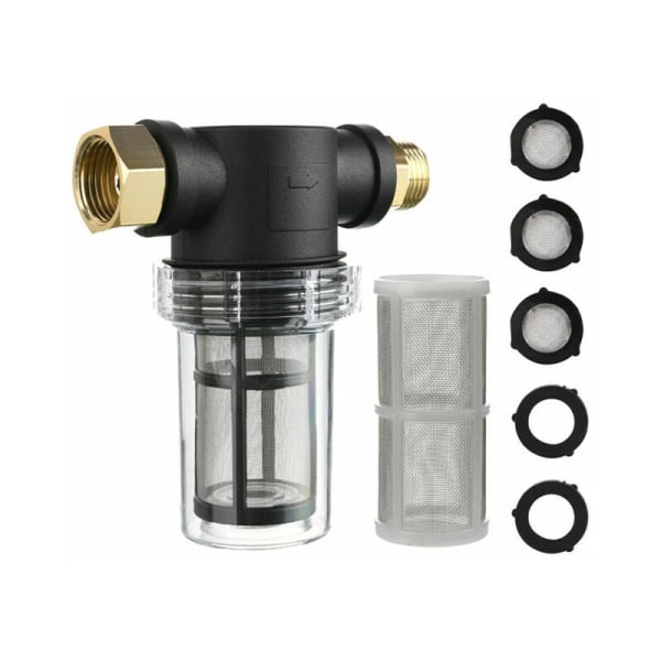 Vatteninloppsspray slangfilter för högtryckstvätt, inline sedimentfilter, 40 mesh sil, extra 100 mesh