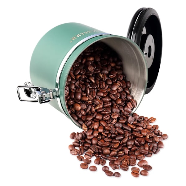 Schramm® kaffeburk 1200 ml i 10 färger med doseringssked Höjd: 12cm Kaffeburkar Kaffeburk av rostfritt stål, färg: grön