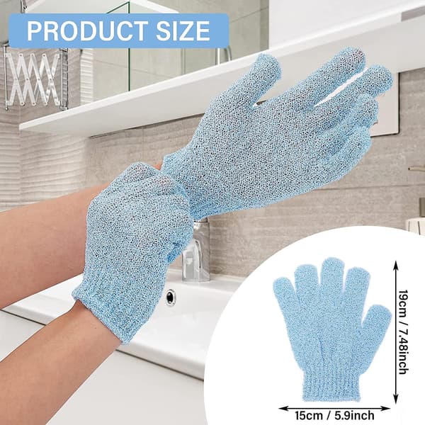 4-pack vändbara exfolierande handskar för dusch, kroppsskrubbhandskar för duschar, spa, massage