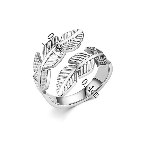 Trendig fjäderring, ring i rostfritt stål-26 (silver)
