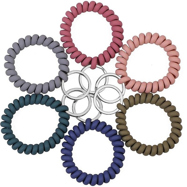 6 st Stretchiga handledsskydd handledsnyckelring handledsnyckelring handledsnyckelring, fjäder flexibel spiral handledsspole handledsband