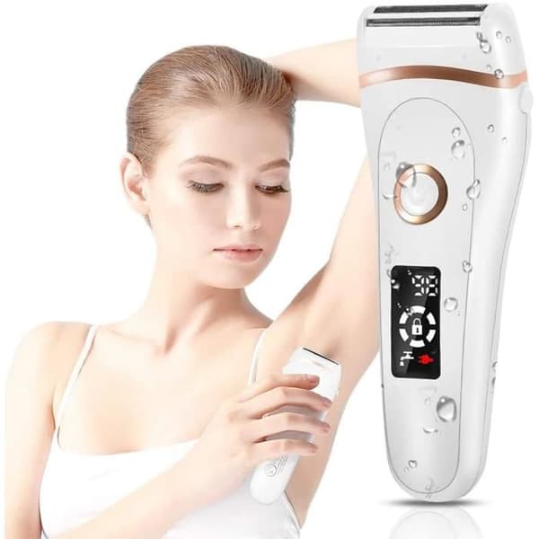 1 elektrisk barbermaskine til kvinder, USB-genopladelig, IPX7 vandtæt, våd- og tørbarbering, til krop, ben, bikini.