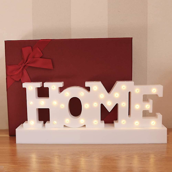 Ny, lämplig Hem Ordskylt Light Up Hemskylt Ornament Batterier Drivs Bokstav Nattlampor, Bröllop Jul Födelsedagspresenter, Sovrum Barnkammare Dec