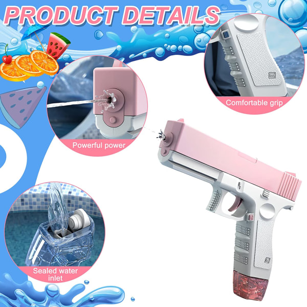 En-knapps automatisk elektrisk vattenpistol sommarpoolleksaker Rosa