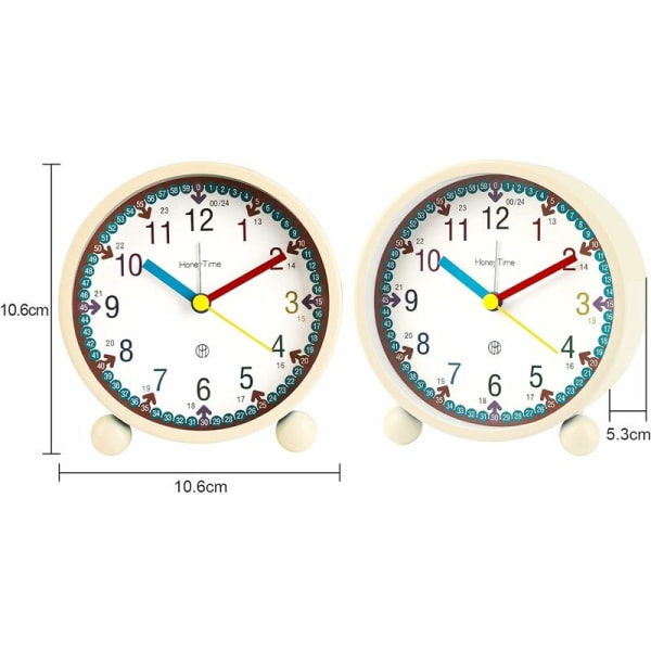 Växande väckarklocka för pojkar och flickor, tyst morgonväckarklocka utan tickande, original analog väckarklocka lysande snooze-väckarklocka sängbord