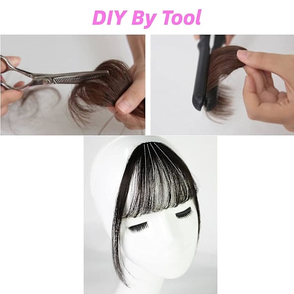 Luggs Hårklämma In Bangs Wispy Bangs Med Tinningar Hårstycken För Kvinnor Clip On Air Bangs Platta Rena Bangs Hårförlängning För Dagligt Användande (Djupt Brun) De