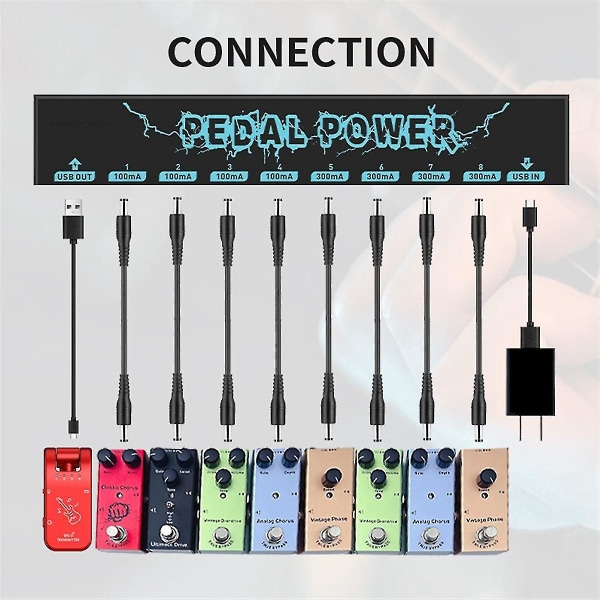 Pedal Power Gitarr Pedal Power Gitarr Effektor Power 8 Isolerade DC Output Gitarr Effekt Pedal Gitarr Tillbehör