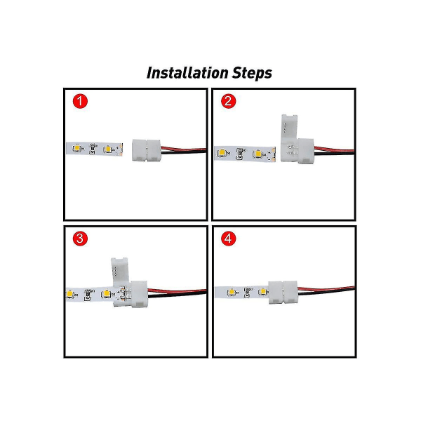 50st Led Tape Connector 2pin Tillbehör Kontakter 10mm För 2835 3528 5050 5730 5630 Smd