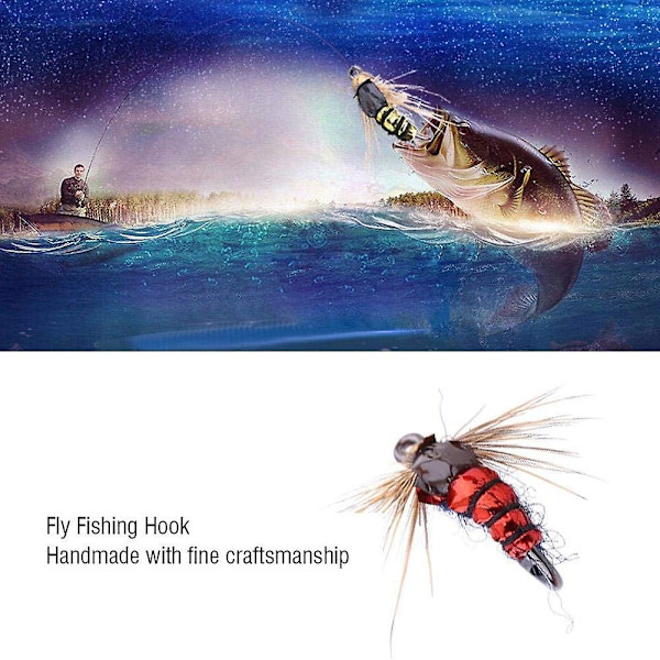 40 stycken realistisk flugfiske flugor öring flugbete krok flugfiske kit box (röd)