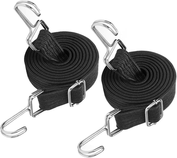 2-pack elastiska snören med krokar, justerbara elastiska remmar, kraftigt bagageelastiskt snöre (1m/3.3ft)