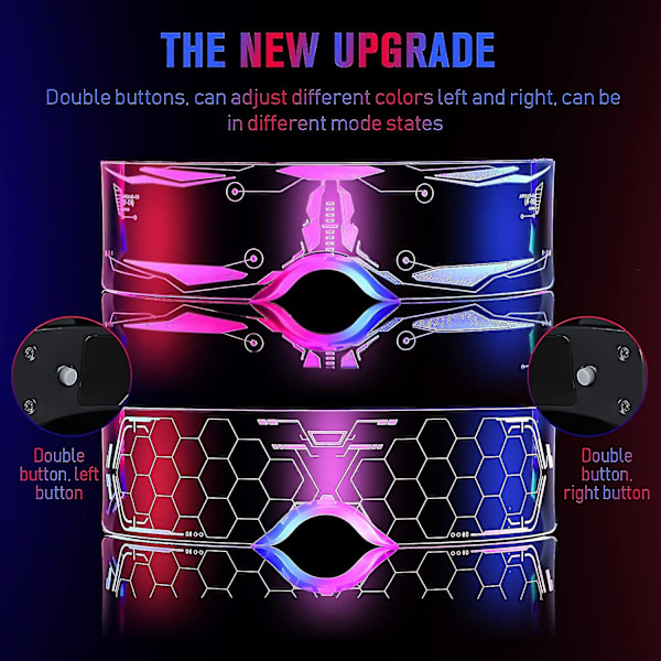 3 st led visirglasögon, 7 färger & 5 lägen Futuristiska glasögon Cyberpunk Light Up Goggles självlysande glasögon