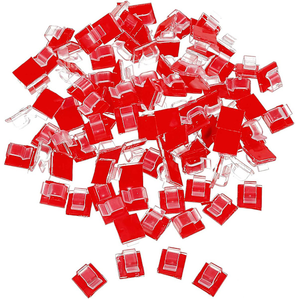 100 stk Mini Utendørs Kabelklips med Limtape Lys Klips Dekor Klips Selvklebende Kroker Wire Holder for Jul og Fe Lys (cl