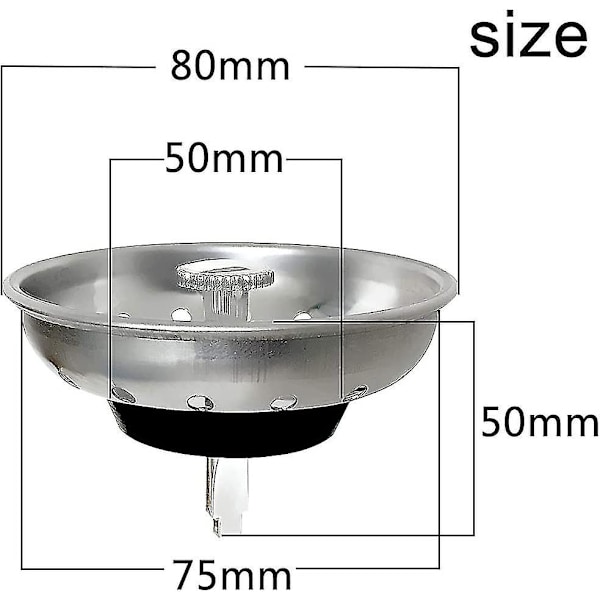 Annet servantøy 2 deler servant sil kork, rustfritt stål kjøkken servant sil for kjøkken og bad diameter 80mm Scrollsqy