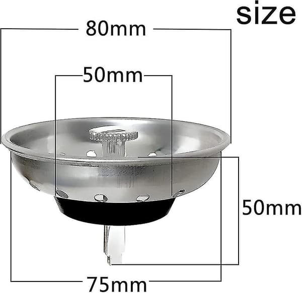 Köks- och badrumsavloppssil, 2-pack, rostfritt stål, 80 mm diameter, Scrollsqy