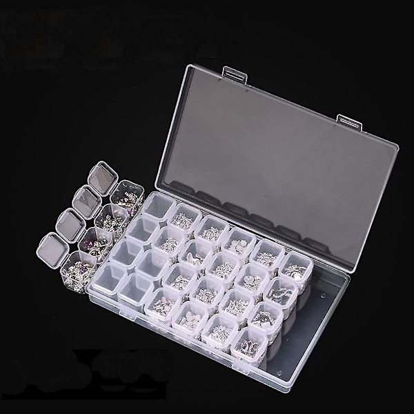 2 st 28 rutnät genomskinlig diamantbroderi plastpärlbox-1