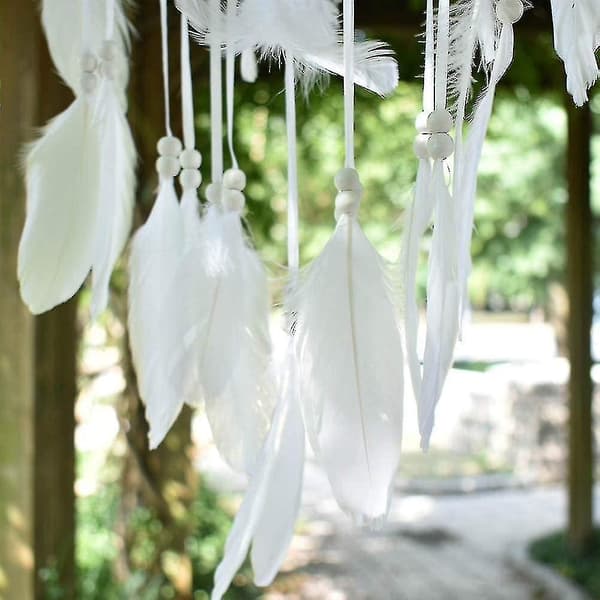 Grå drömfångare i boho-stil, med dammfjäder, macrame, väggdekoration Fr Vint