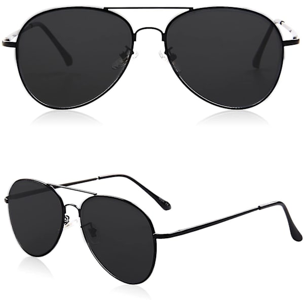Wekity Klassiska Aviator Solglasögon För Kvinnor Män Metallram Fjädergångjärn Sj1030 (svart)