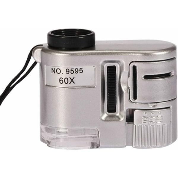 Håndforstørrelsesglas 60X Minimikroskop UV-lampe Valutadetektor Forstørrelsesglas LED-lys Tekstilsmykker Optiske mønter Valuta UC12