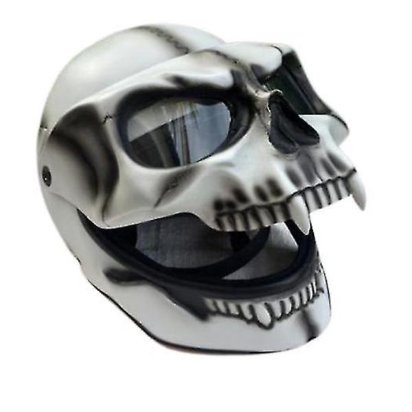 Dödskallehjälm med glasögon i latex, huvudbonad för Halloween-fest, cosplay-rekvisita för Halloween (vit)