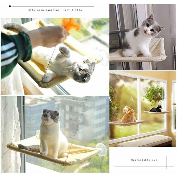 Hängmatta för katt i fönsterstil för katt, hängande husdjurssäng med sugkoppar, bekväm, hållbar, robust, förvaringsutrymme