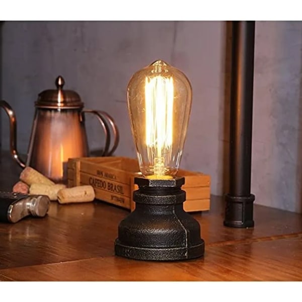 Retro Vintage Bordslampa - Loft Steampunk Water Pipe Antik E27 Glödlampa Industriell Lampa Metall Lampa ( Färg : Dimmer switch )