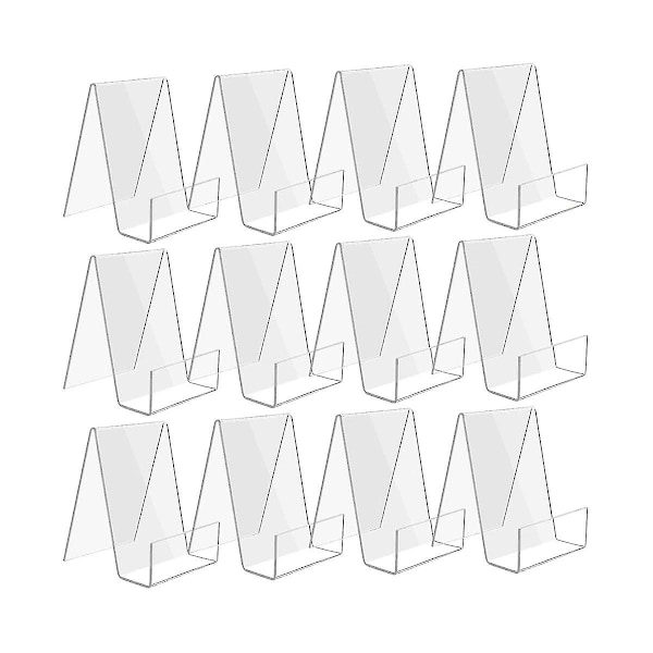 12-pack Akryl Bokstöd, Transparent Bokhållare, Litet Akrylvisningsställ för Böcker, Foton, Broschyrer