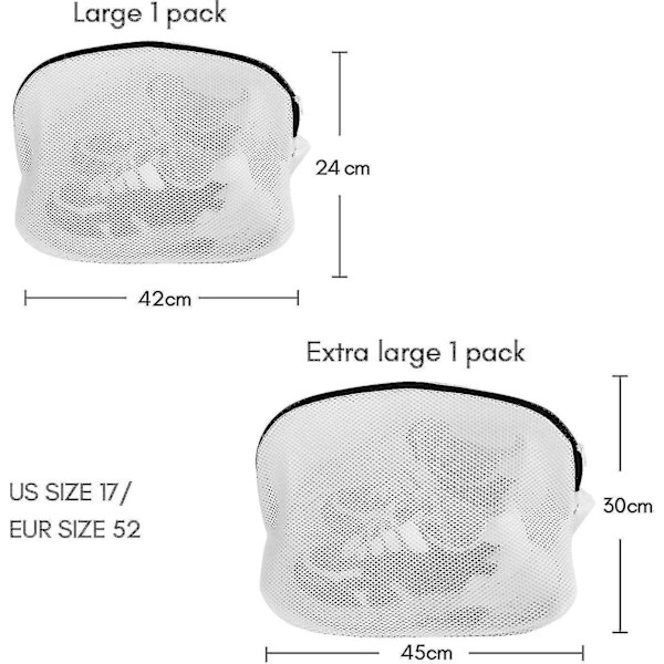 Ett set med 2 skotvättpåsar, tvättnät, med tvättmaskinsdragkedja, högkvalitativ tvättpåse i mesh
