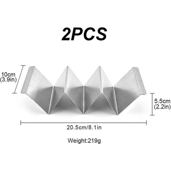2-pack rostfria tacohållare för 2-3 hårda skal