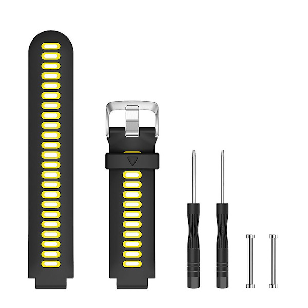 Tvåfärgat silikonarmband till Garmin Forerunner 735xt (spänne + skruv) SvartGult
