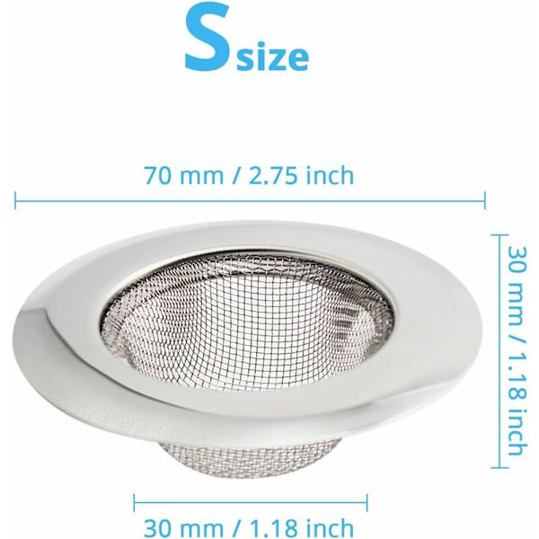 Kylpyhuoneen suodatin Ruostumaton teräs Allas Pan Käytännöllinen Pente Keittiön allas WC Viemäri Suodatin 2kpl (7cm Pieni)