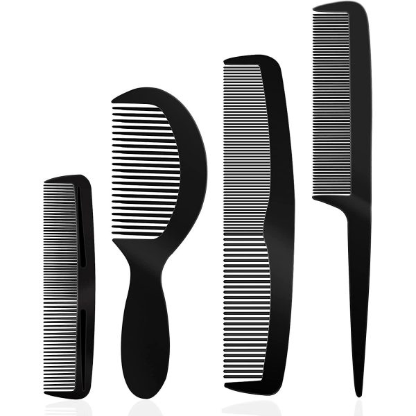 4-delad frisörkamsats set bredtandad kam frisörkam (svart)