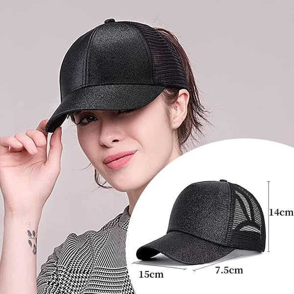 Sommar Flash Ponytail Hat Mesh Cap Casual Justerbar Baseball Cap Kvinnor Flickor (Rosa