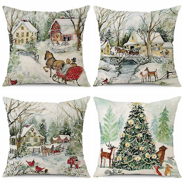 4 st julgrans kuddfodral dekorera 45x45cm