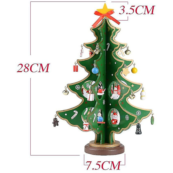 Julgran Artificiell Trä Grön Bordsdekoration Med Mini Jul