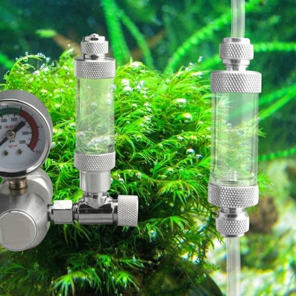 Nålsventil för akvariesystem CO2-regulator bubbelräknare akvarietillbehör (dubbelhuvud trimventil, 2)
