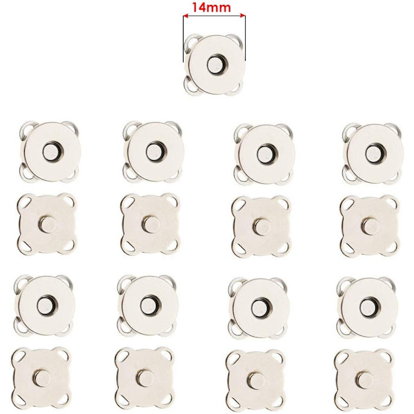 Magnetiska snäpplås för sömnad - Silver (14mm), set om 50