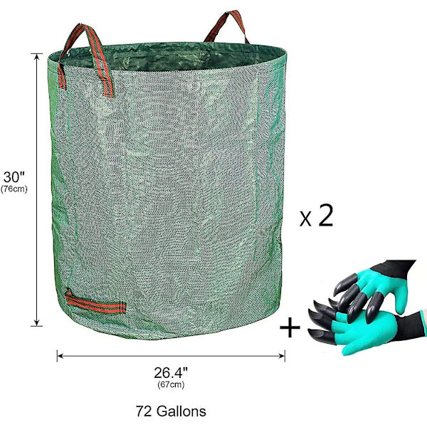 Havegårdsbladposer Genanvendelige Haveaffaldsposer Med Håndværkshandsker Til Camping, Havearbejde, Terrasse, Have, Vaskeri Og Affald 72 Gallon Pakke Med 2