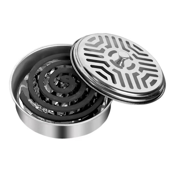 2 st myggspiralhållare i rostfritt stål med lock, modern rökelsebrännare
